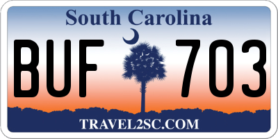 SC license plate BUF703