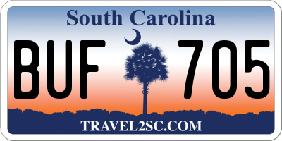 SC license plate BUF705