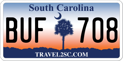SC license plate BUF708