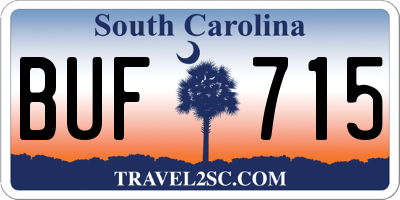SC license plate BUF715