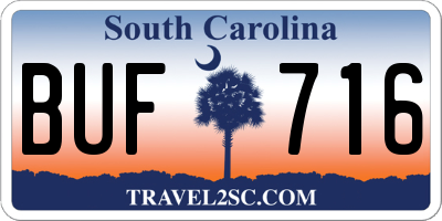 SC license plate BUF716