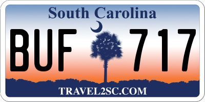 SC license plate BUF717