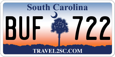 SC license plate BUF722