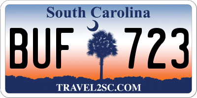 SC license plate BUF723