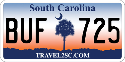 SC license plate BUF725