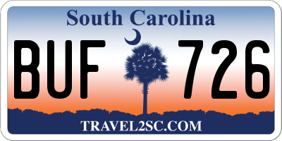 SC license plate BUF726