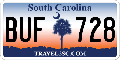 SC license plate BUF728