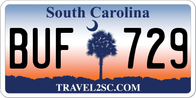 SC license plate BUF729