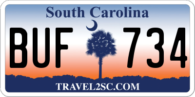 SC license plate BUF734
