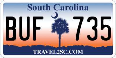 SC license plate BUF735