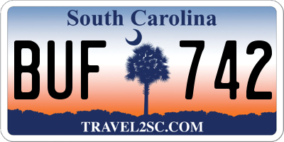 SC license plate BUF742