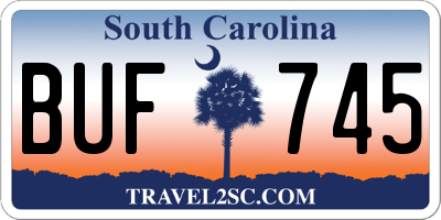 SC license plate BUF745
