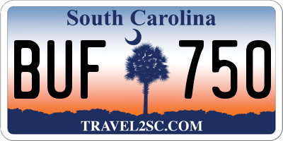 SC license plate BUF750