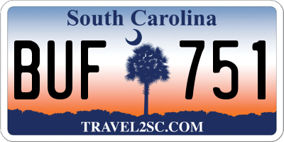 SC license plate BUF751