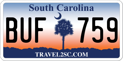 SC license plate BUF759