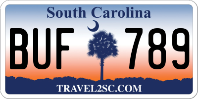 SC license plate BUF789