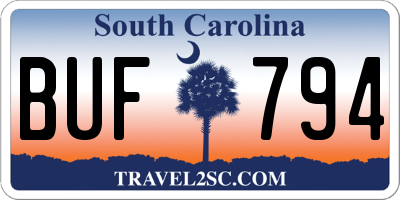 SC license plate BUF794