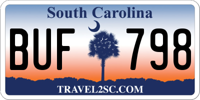 SC license plate BUF798