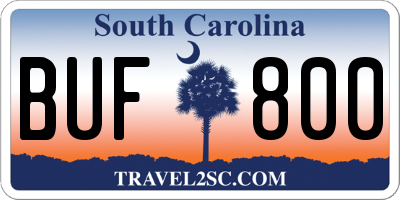 SC license plate BUF800