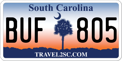 SC license plate BUF805