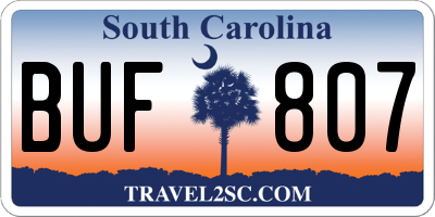 SC license plate BUF807