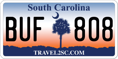 SC license plate BUF808