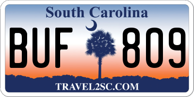 SC license plate BUF809