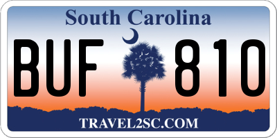 SC license plate BUF810