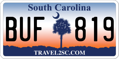 SC license plate BUF819