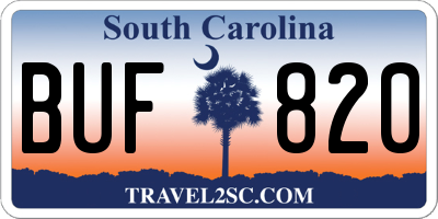 SC license plate BUF820