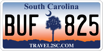 SC license plate BUF825