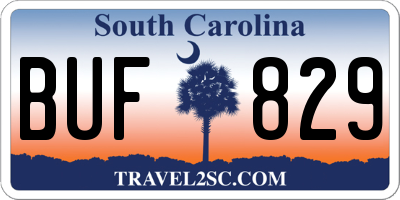 SC license plate BUF829