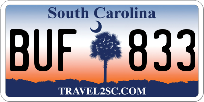 SC license plate BUF833