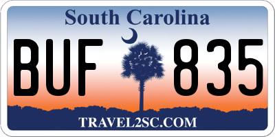 SC license plate BUF835