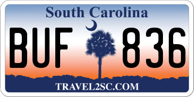 SC license plate BUF836