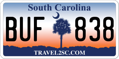 SC license plate BUF838
