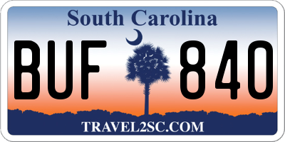 SC license plate BUF840