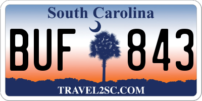 SC license plate BUF843
