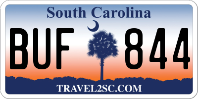 SC license plate BUF844