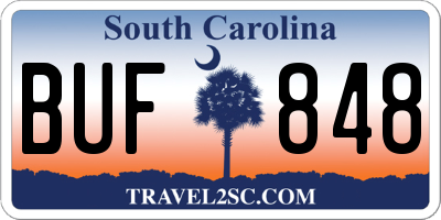 SC license plate BUF848
