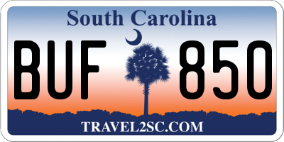 SC license plate BUF850