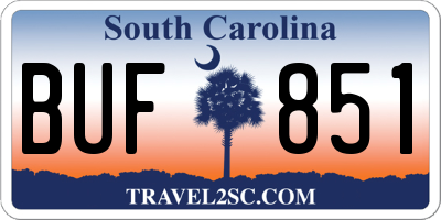 SC license plate BUF851