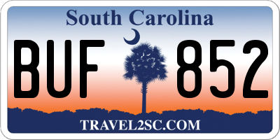 SC license plate BUF852