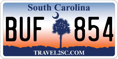 SC license plate BUF854