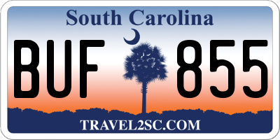 SC license plate BUF855