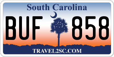 SC license plate BUF858