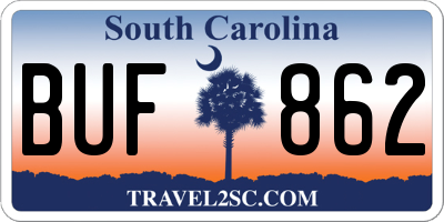 SC license plate BUF862