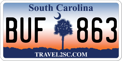 SC license plate BUF863