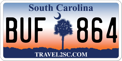 SC license plate BUF864