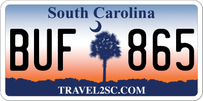 SC license plate BUF865